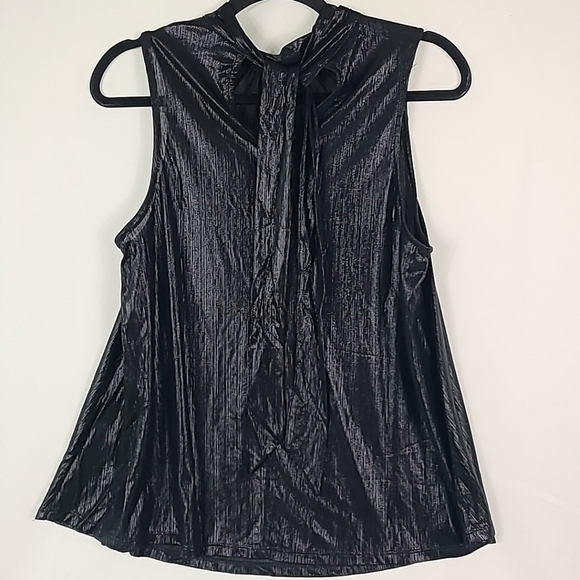 NWT Andree By Unit Halter Top Women's Shiny Black Relaxed Fit Sz S - Picture 5 of 6